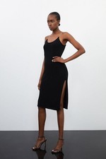 Karen Millen Bodycon Midi Dress L in Black RRP £129
