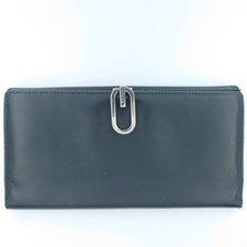 GUCCI G Clip Clasp Long Wallet Bi-fold Black Leather 035 2067 2167