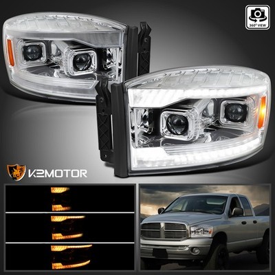 Fits 2006-2009 Dodge Ram 1500 2500 3500 Switchback LED DRL Projector Headlights