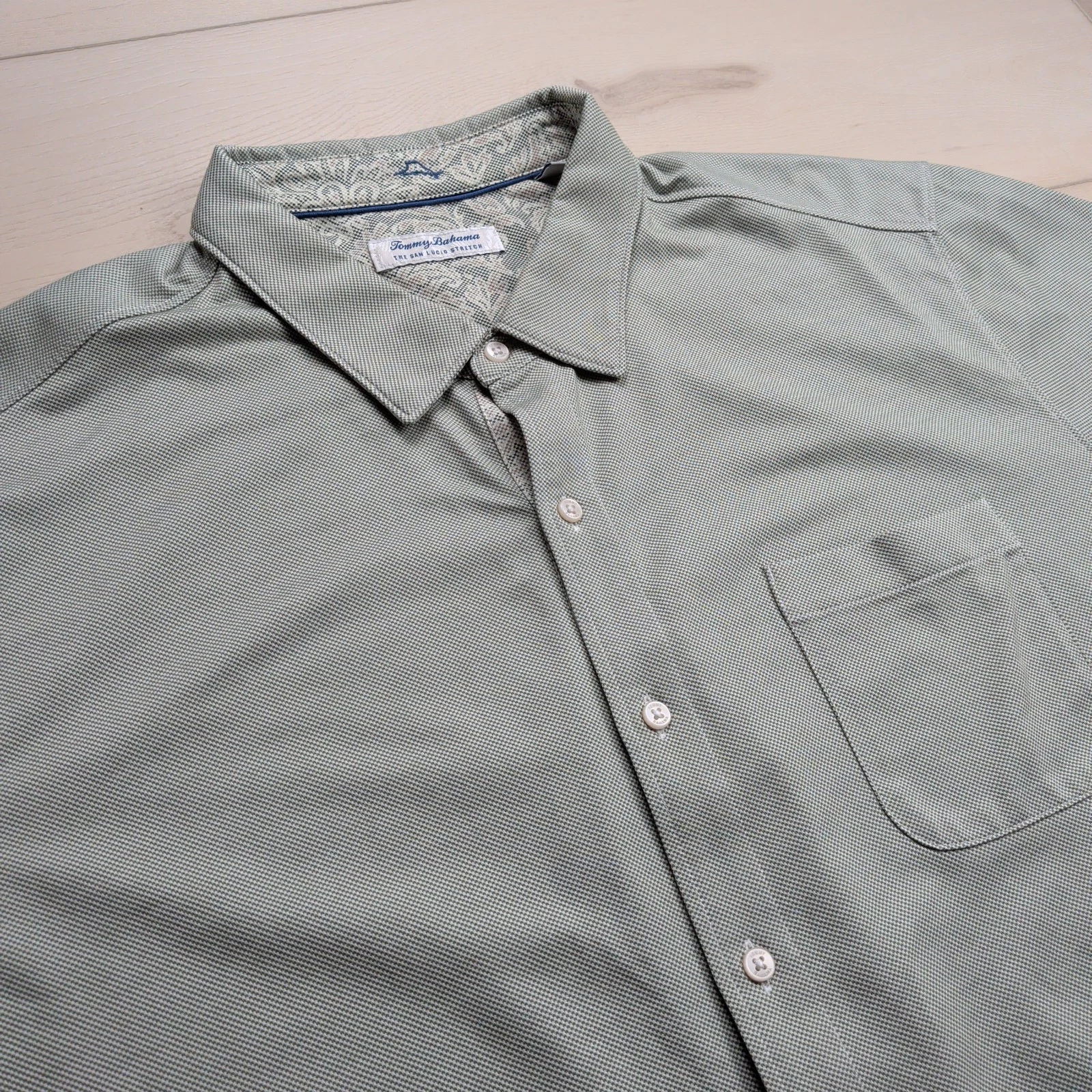 Tommy Bahama The San Lucio Stretch IslandZone Shirt Mens 2XB Pocket Green