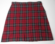 LANDS END Red/Black Plaid School Uniform Box Pleat Skirt Girls 12 NEW