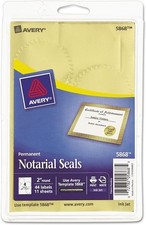 Printable Easy Peel(R) Gold Foil Notarial Seals 2in dia labels Gold 44/PK - 1EA