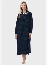 Lanz Classic Plaid Flannel Nightgown Black/ Green Size M Flannel