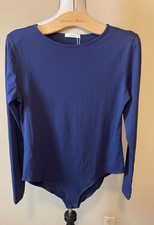 MANGDIUP Women's Long Sleeve Bodysuit, NEW, Blue, Size XL