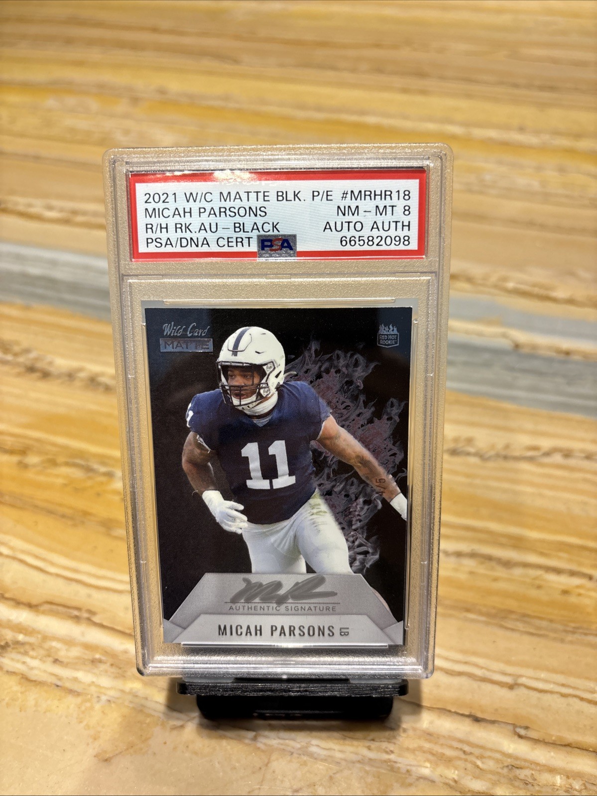 Micah Parsons Wild Card Matte Black Premier Edition Red Hot Rookie Autographs #MRHR18 Purple
