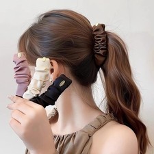 Korean Satin Banana Hair Clip Elegant Bow Bar...