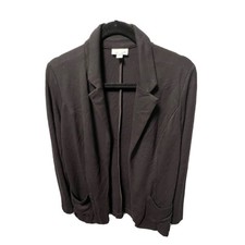 J. Jill Cardigan Jacket Size S Ponte Open Pocket Front Blazer Charcoal Black