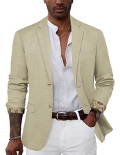 Mens Casual Sport Coat Blazer 2 Buttons Lightweight Textured Stretch Business