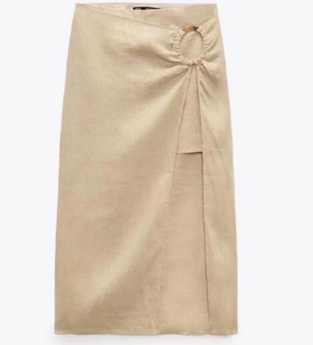 Zara High Waisted linen wrap skirt M
Opens in a new window or tab