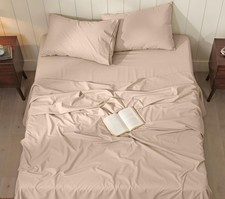 RUVANTI 100 Cotton Sheets Soft Peached Percale, Lightweight Breathable Cool