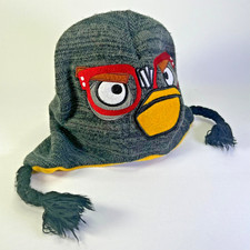 Angry Birds Rovio Black Bird Video Game Pilot Peruvian Laplander Hat Kids Boys
