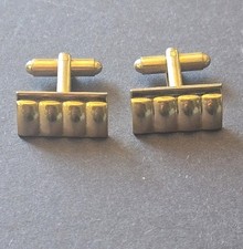 Złote linki do mankietów prostokątny kształt teksturowany wzór