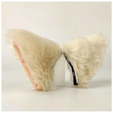 Cat ears hair clips fox barrettes beige with pink cosplay party