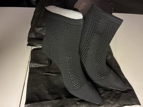 Charles by Charles David Black Knit Sock Ankle Boots Slip On Pointed Toe 8.5M