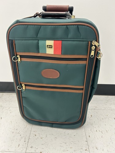 Vintage Lark Green Checked 2-wheel Luggage Suitcase