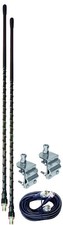 Accessories Unlimited AUMM24-B Dual 4ft CB Antenna Kit Black Mirror Mounts Coax