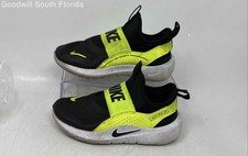 Nike Kids Flex Runner 4 Black Green Slip-On Low Top Running Shoes Size 1Y