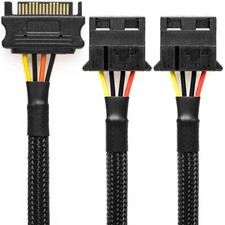 CRJ 15-Pin SATA to Dual 4-Pin Molex Splitter Adapter Cable - 12"