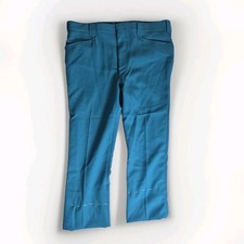 VTG Mesquite Western Dress Pants 36x25 HEMMED Turquoise Pearl Snap 80s