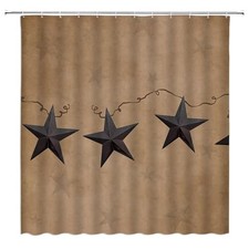 Rusty Star Primitive Shower Curtain Rustic 70"W x 70"L Pack of 1 Brown Tan