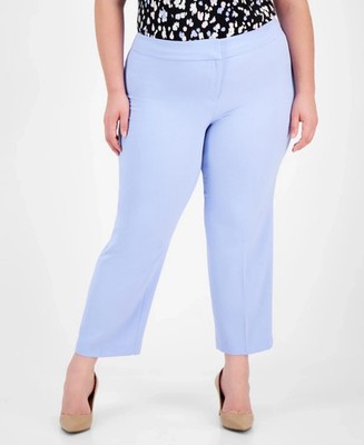 Kasper Women's Plus Size Straight-Leg Pants Formal Comfort California Sky 16W