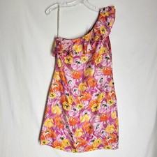 Tommy Hilfiger Size 4 One Shoulder Dress Floral Ruffle Neckline