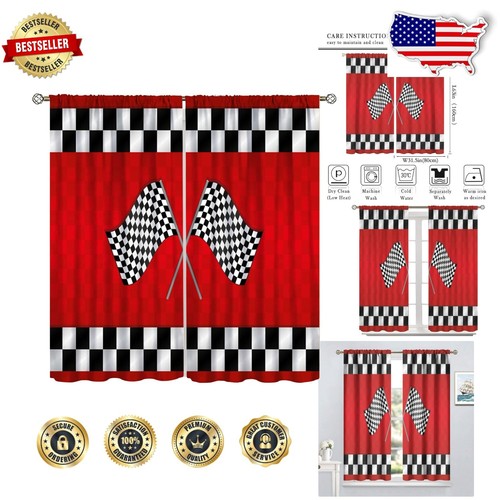 Durable Blackout Racing Vehicle Curtains - Perfect for Boys' Rooms, 2 Panel Set - 第 1/9 張圖片