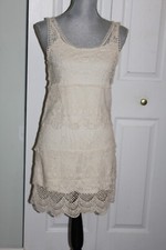 American Eagle Outfitters Crochet Lace Beige Dress, Lined, Sleeveless, Size XS