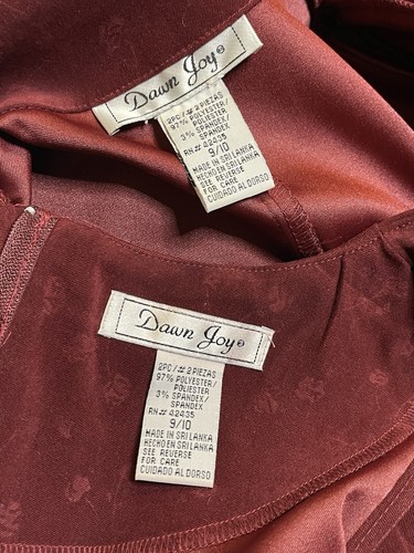 Dawn Joy Damen Vintage 80er 2-teiliges burgunderfarbenes Etuikleid & L/S Jacke Größe 9/10 - Bild 16 von 16
