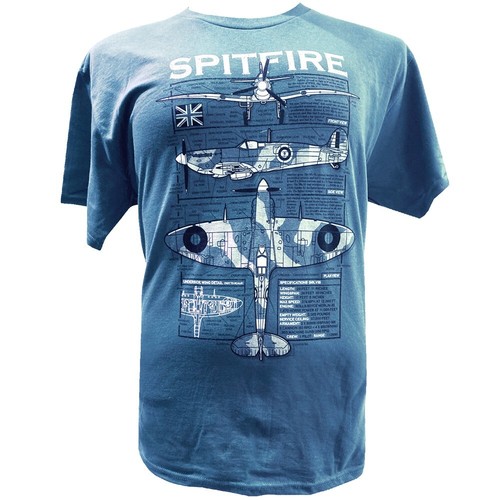 Camiseta diseño plano de avión de combate Supermarine Spitfire RAF/RCAF/USAAF. - Imagen 2 de 5