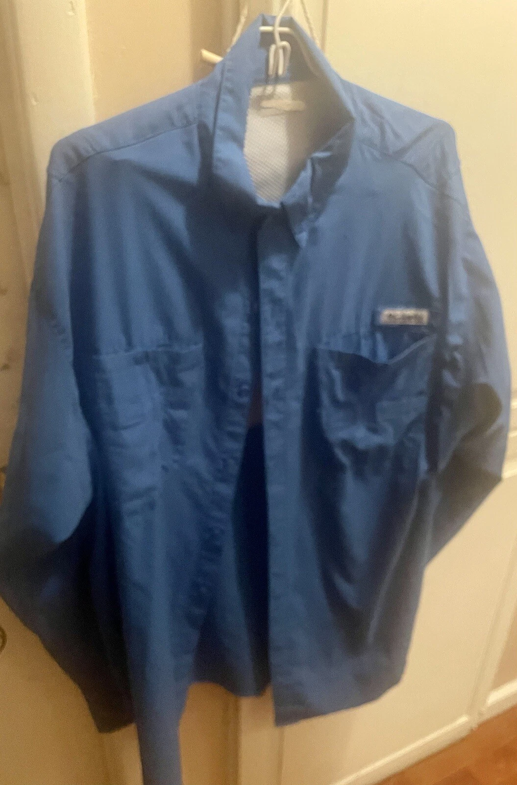 Columbia PFG Men's Blue Long Sleeve Fishing Shirt Blue Vented Performance Lg