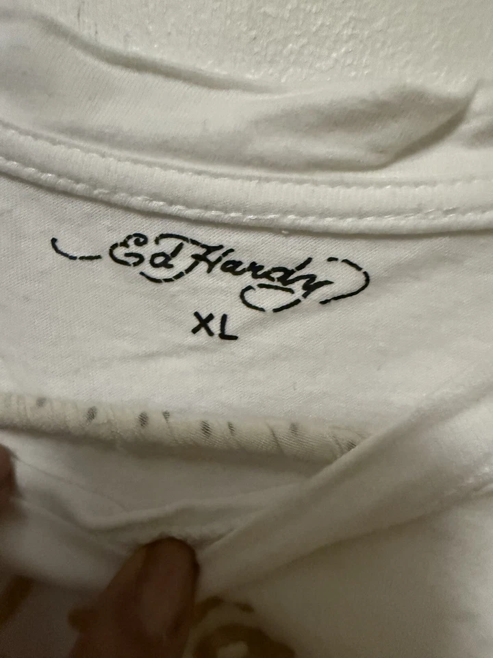 Top vintage Ed Hardy Dama de Guadalupe para mujer pequeño manga corta cuello redondo Foto 4 de 4