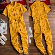 Mens Short Sleeve Coveralls Workwear Pants Overalls Jumpsuits Trousers S-5XL