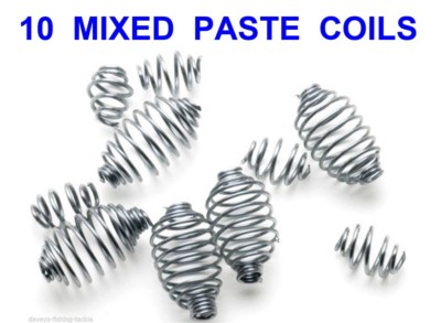10 MIXED PASTE COILS KARPFENANGELN INLINE METHOD FEEDER HAIR RIG HAKEN FLEISCH BROT