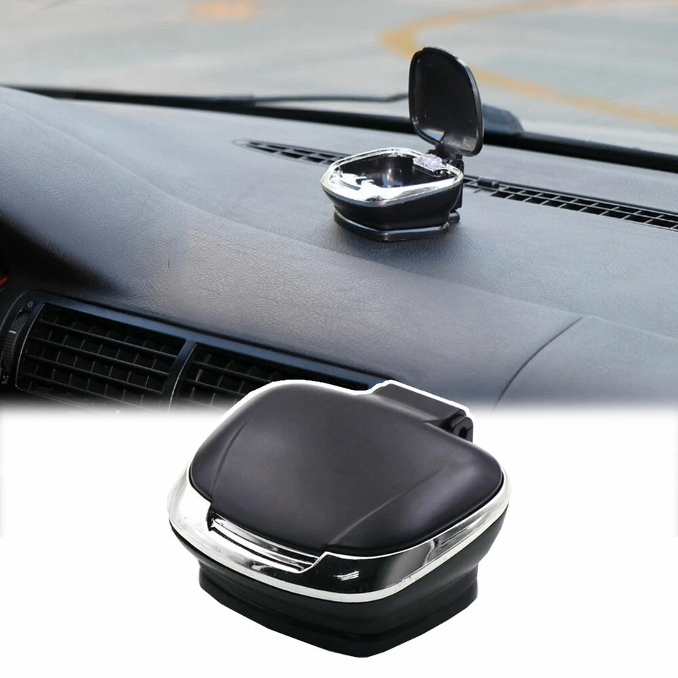 Cenicero universal con forma de carcasa LED azul con base desmontable interior de coche Foto 2 de 4