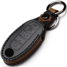 Leather Car Key Fob Cover Compatible with Nissan Keyless Remote Control for N...