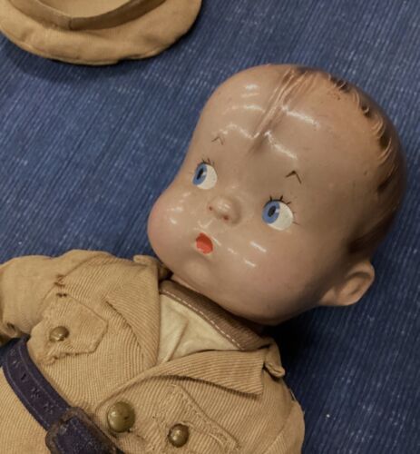 Vtg EFFANBEE Skippy Soldier Doll WWII Composition 14" Military RARE HTF Read - Picture 5 of 7