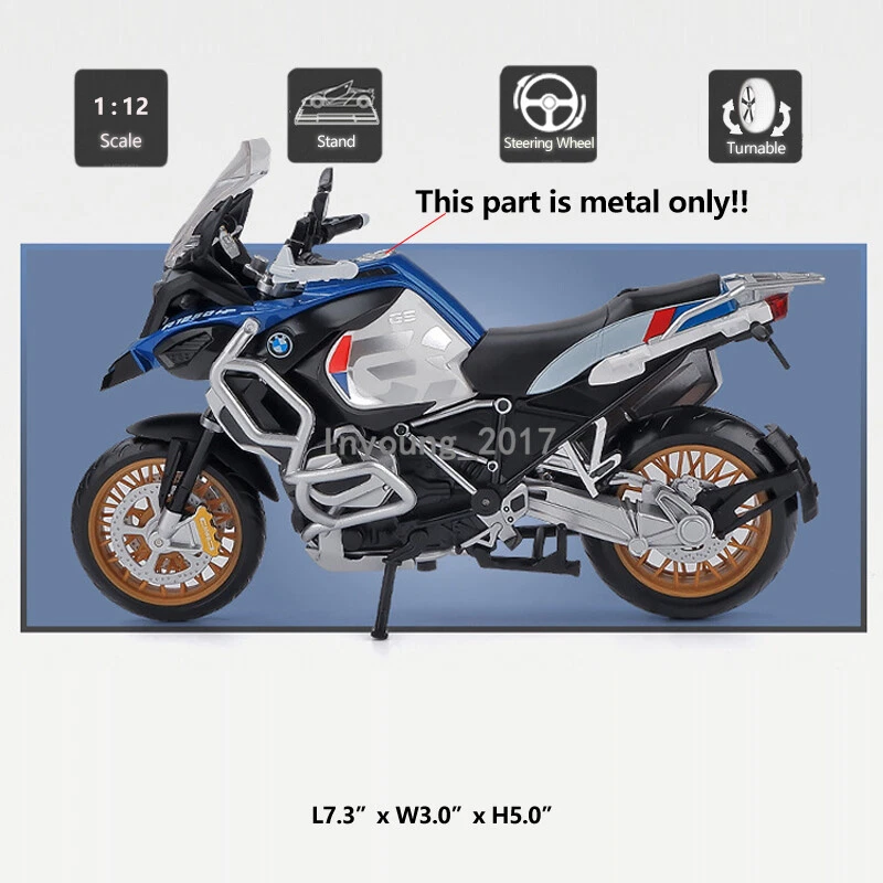 1:12 BMW R1250 GS Modelo de motocicleta Diecast Vehículo de juguete Motocicleta Juguetes Blanco Foto 2 de 4