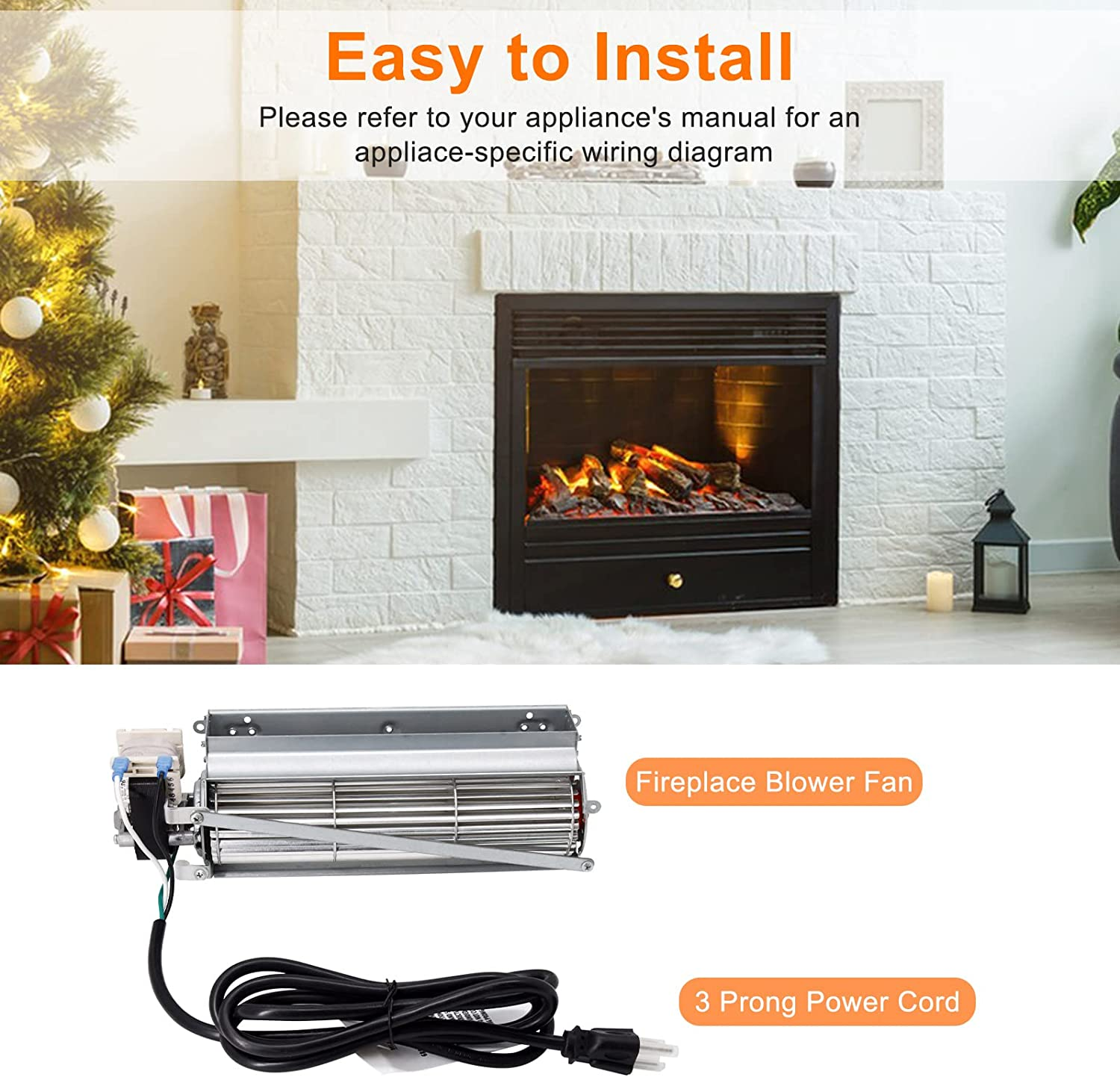 FK12 Replacement Fireplace Blower Fan Kit for Majestic, Monessen