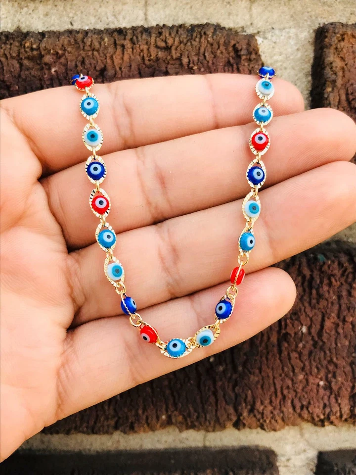 Pulseira de tornozeleira 14K GF olho mau para proteção, Pulsera para torta Mal de Ojo Moda - Imagem 4 de 4