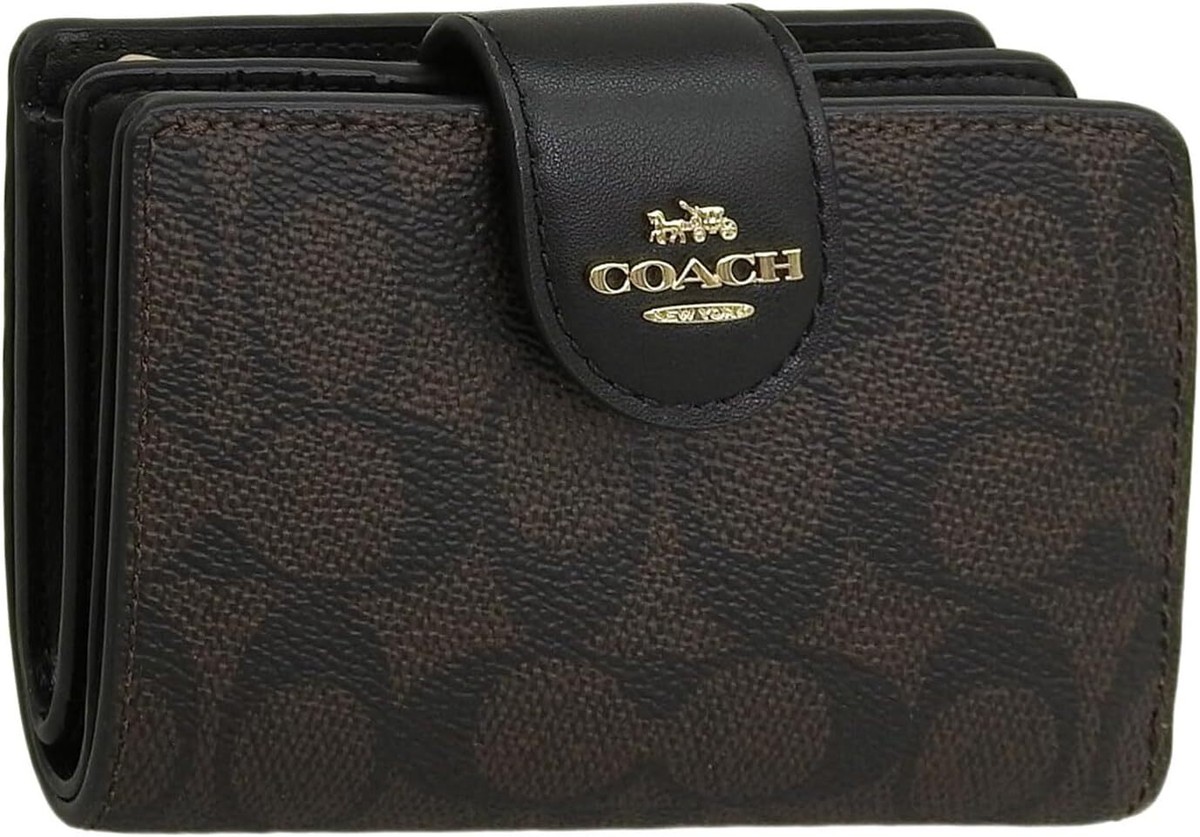 COACH 二つ折り財布 CW786 IMXAQ Walnut/Black 楽天市場】コーチ 財布 レディース COACH 折り財布 シグネチャー