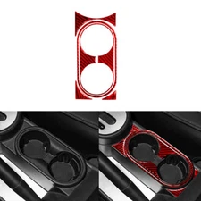 For Jeep Wrangler 2007-2010 5Pcs Red Carbon Fiber Center Console Cup Holder Trim