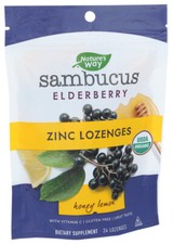 Nature's Way Sambucus Immune Elderberry Zinc Vitamin C - 24 Honey Lemon Lozenges