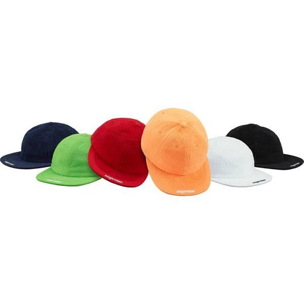 Visière logo Supreme Terry 6 panneaux noir rouge marine S/S 18