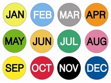 Months of the Year Labels, 2" Circle Sticker, 500/Roll, 2 ROLLS