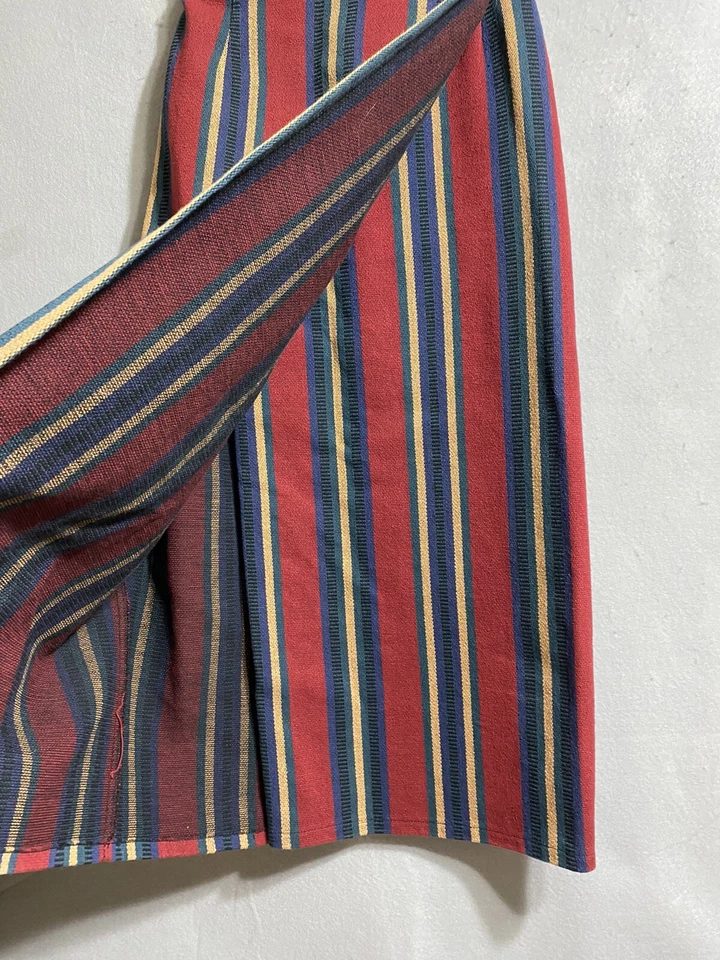 Costa de Marfil Mujeres Azteca Acuña Rayas 100% Algodón Tapiz Botón Envolvente Falda Talla S Foto 3 de 4