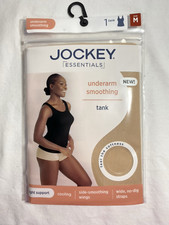 Jockey Essentials Underarm Smoothing Tank Beige M Wide Straps Light Support