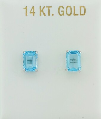 ECHTE 2,12 kt AQUAMARIN OHRSTECKER 14 K WEISSGOLD - kostenloses Zertifikat - Neu mit Etikett