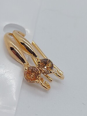 1 PAAR Ohrringe Earring für DIY Hakenverschluss Golden mit Glänzendem Stein