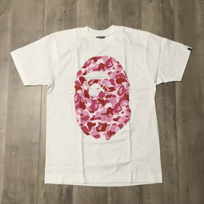 BAPE × KAWS bendy ABC camo pink big head T-shirt NIGO White A